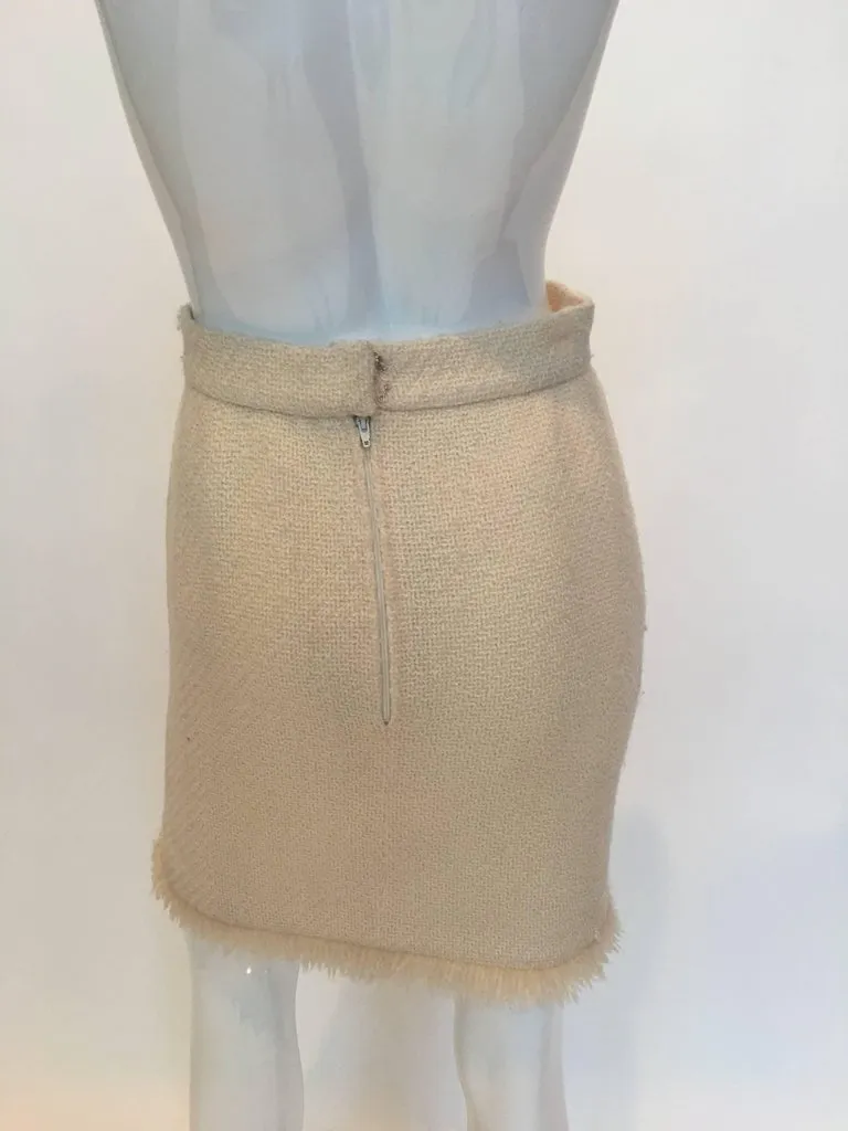 1980's Chanel Cream Colored Wool Tweed Skirt