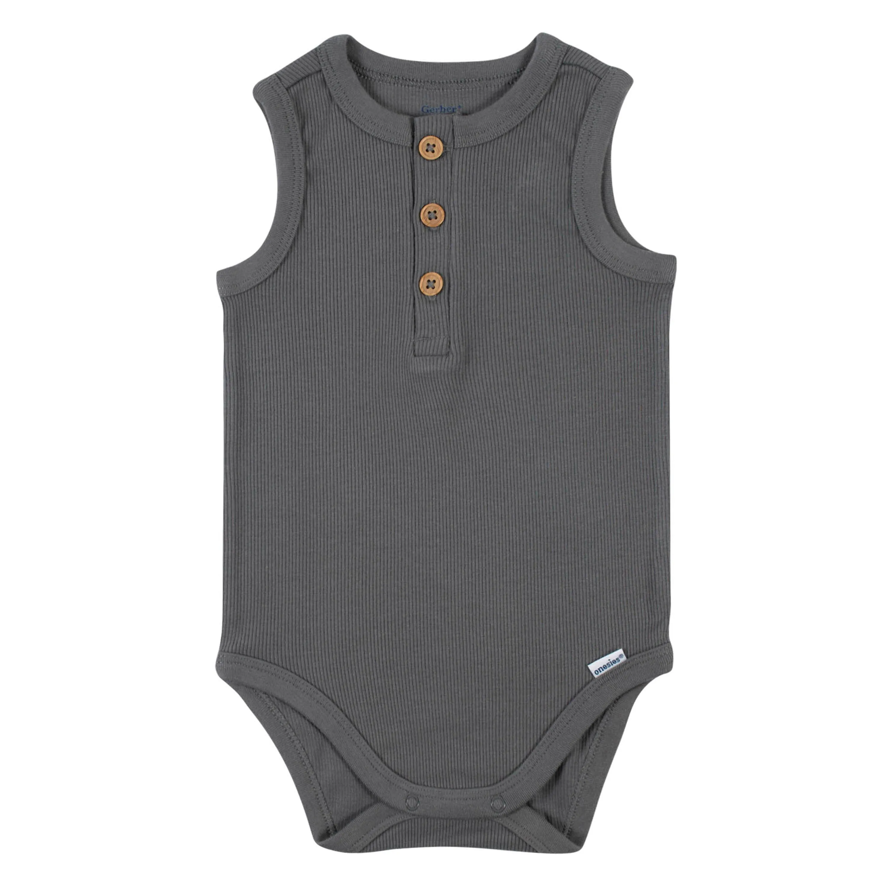 2-Pack Baby Boys Charcoal Oatmeal Sleeveless Onesies® Bodysuits