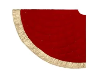 48" Red & Gold Trim Velvet Tree Skirt