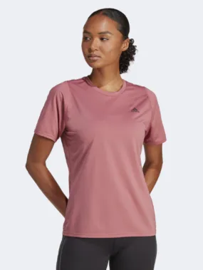 Adidas 3 Bars Women Running T-Shirt Pink Strata