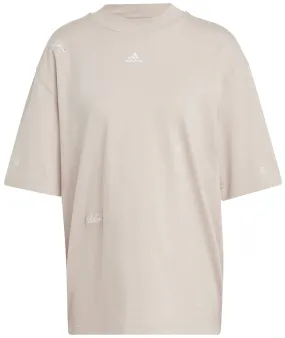 Adidas Womens BLUV Q1 Boyfriend T Shirt Wonder Taupe White