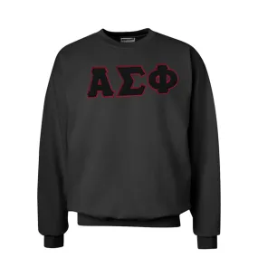 Alpha Sigma Phi Black Crewneck Sweatshirt with Sewn On Letters