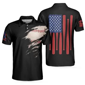 America Baseball Polo Shirt, American Flag Baseball Shirt For Men