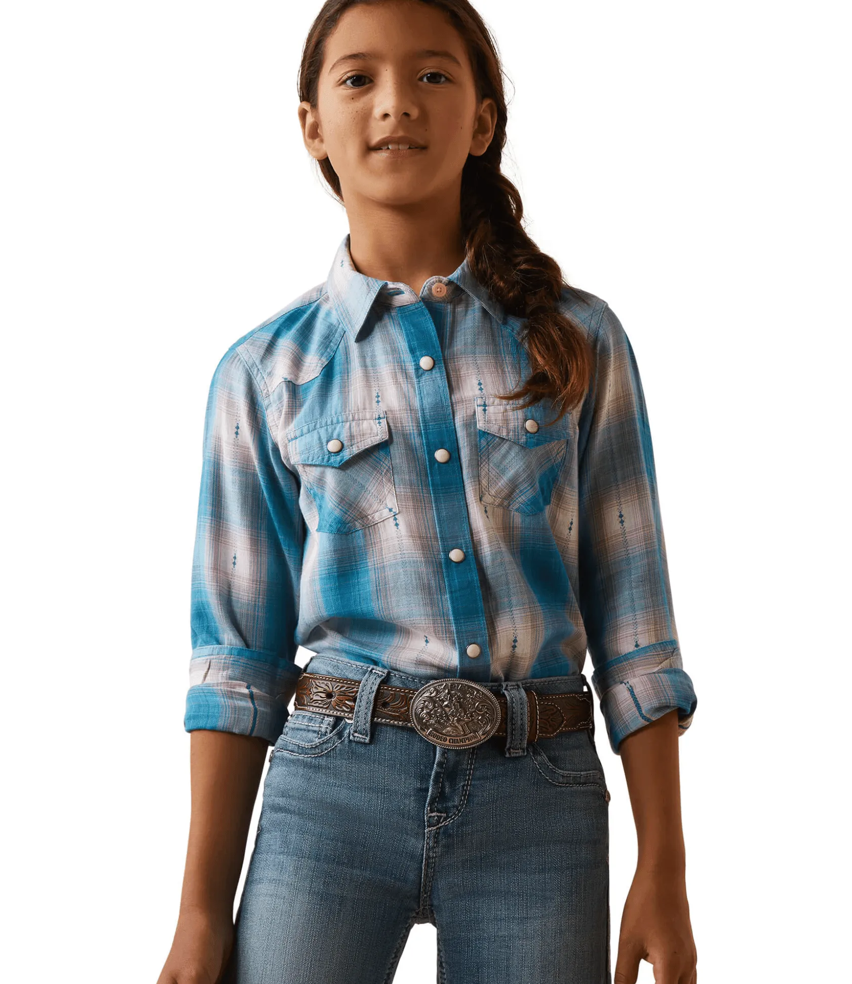 Ariat Girl's Idabel Plaid Snap Long Sleeve Western Shirt 10043815