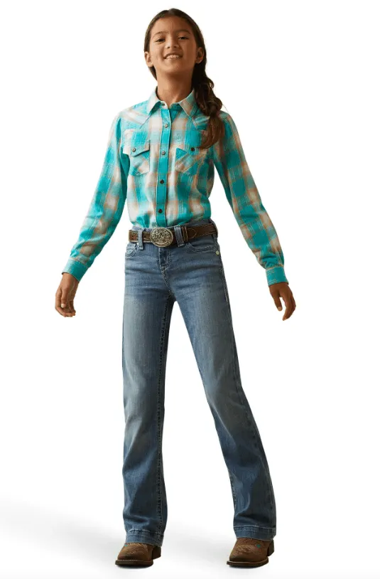 Ariat Girl's Ojai Plaid Long Sleeve Snap Up Western Shirt 10043627