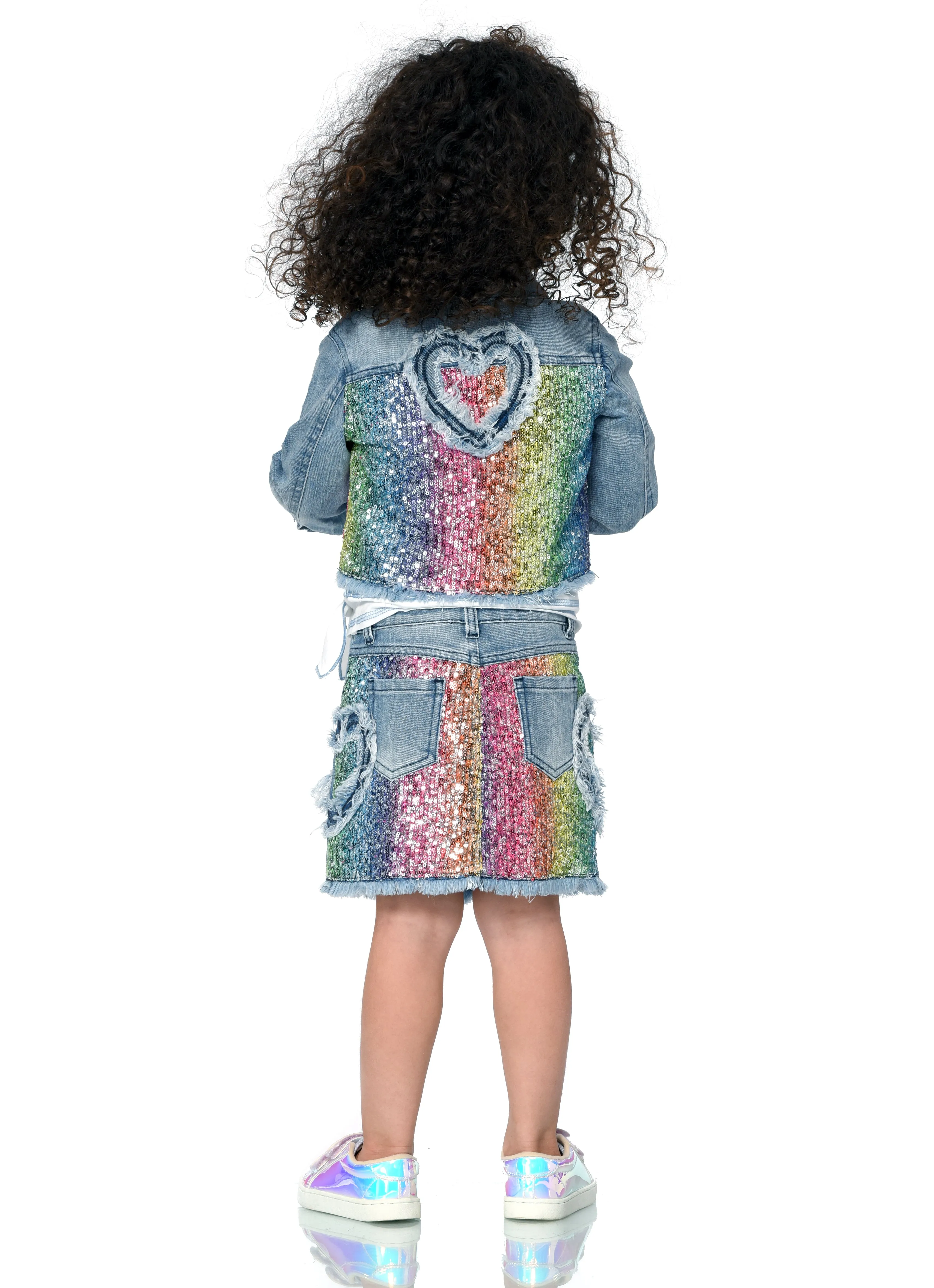 Baby Sara Multi Color Sequin Heart Skirt