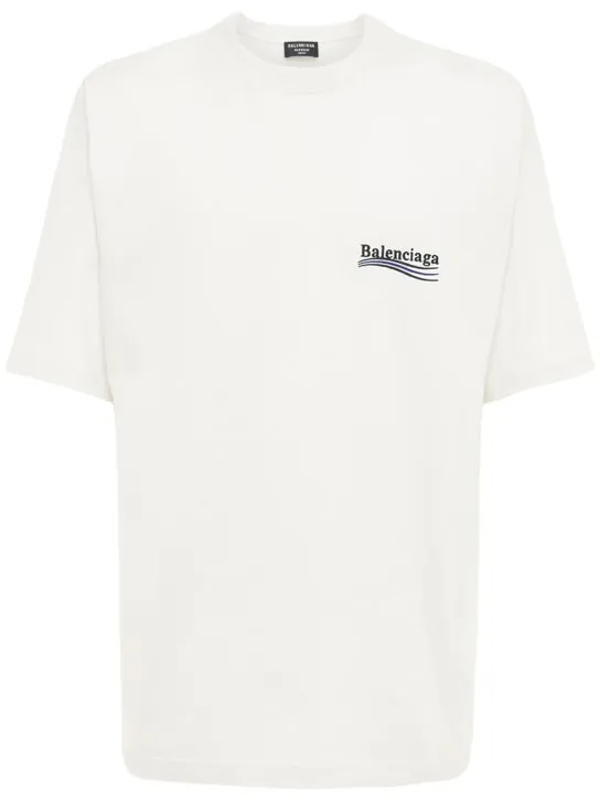 Balenciaga   Political logo cotton jersey t-shirt 