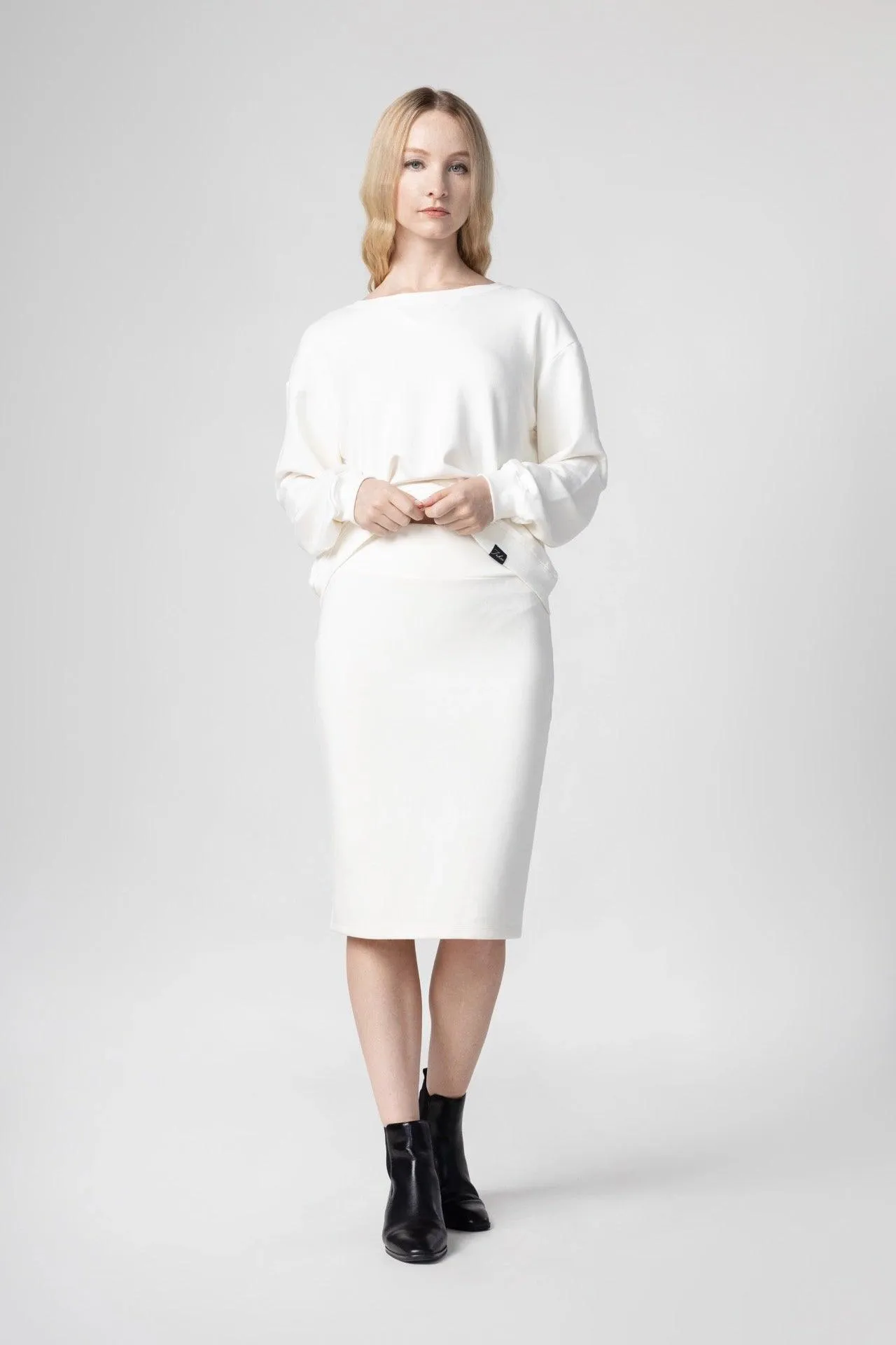 Bamboo Bonded Jersey Knee Length Pencil Skirt