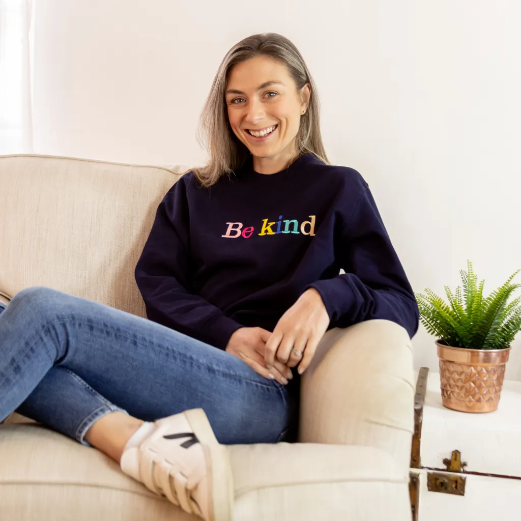 Be Kind Embroidered Letters Navy Sweatshirt