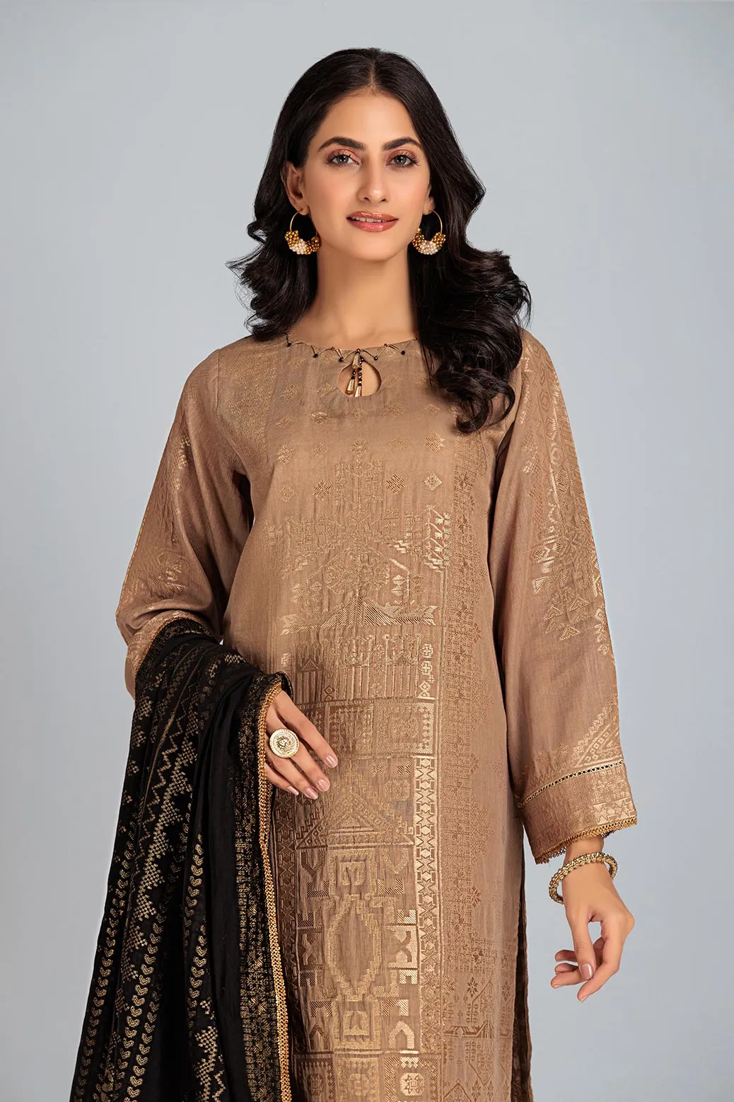 BEIGE-JACQUARD-3 PIECE (HBN233P10)