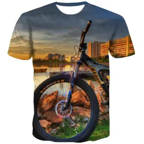 Bicycle T shirts Men Metal Tshirts Cool City T-shirts 3d Psychedelic Tshirt Printed