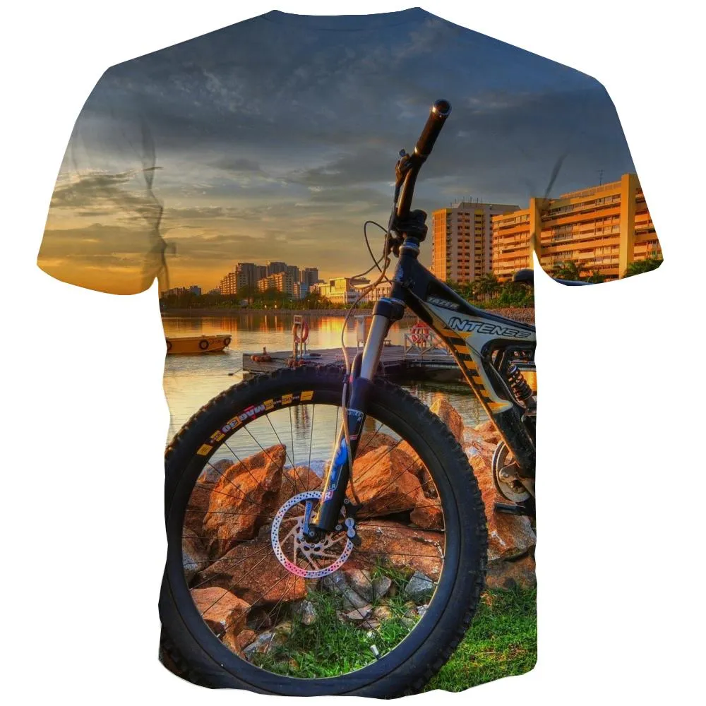 Bicycle T shirts Men Metal Tshirts Cool City T-shirts 3d Psychedelic Tshirt Printed