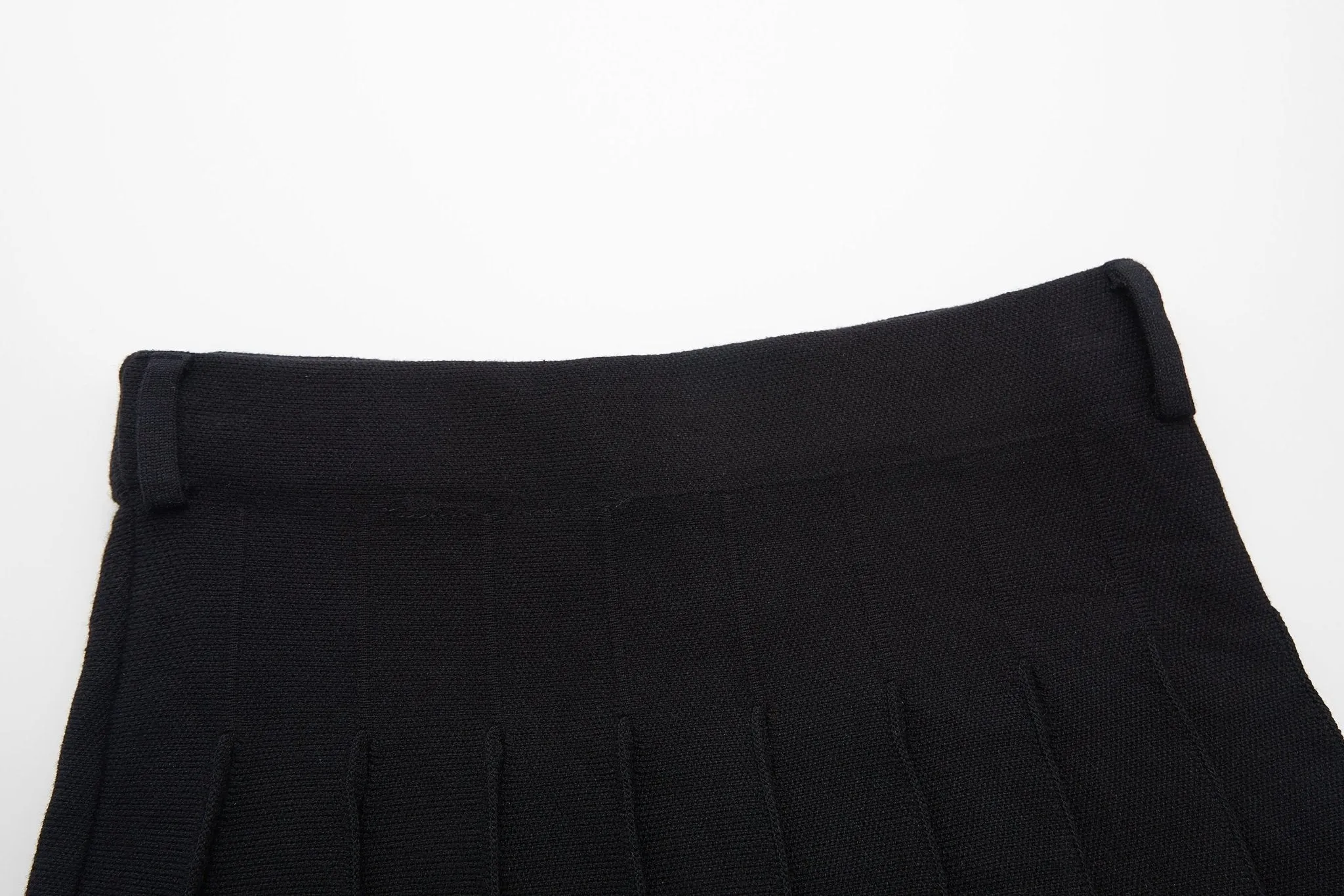 Black Knit Pleated Skirt