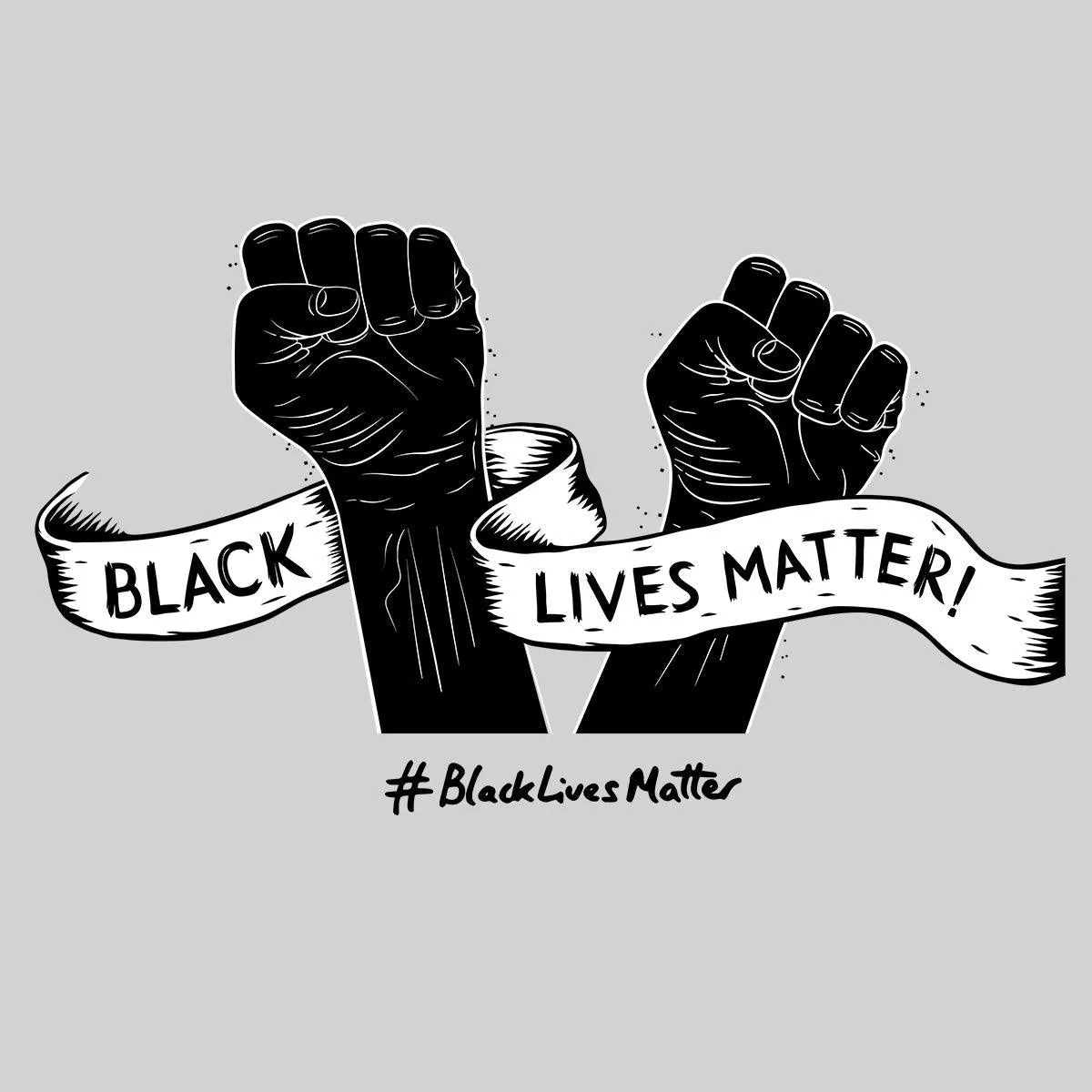 Black Lives Matter Anti-Racism Protest Black & White T-Shirt