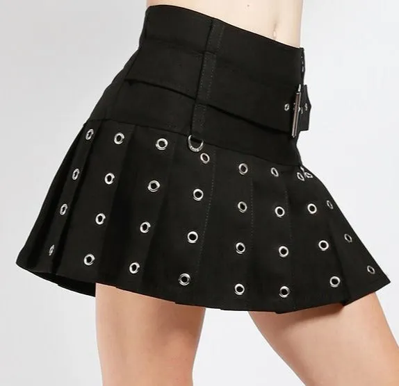 Black Super Rocker Skirt with Silver Rivets