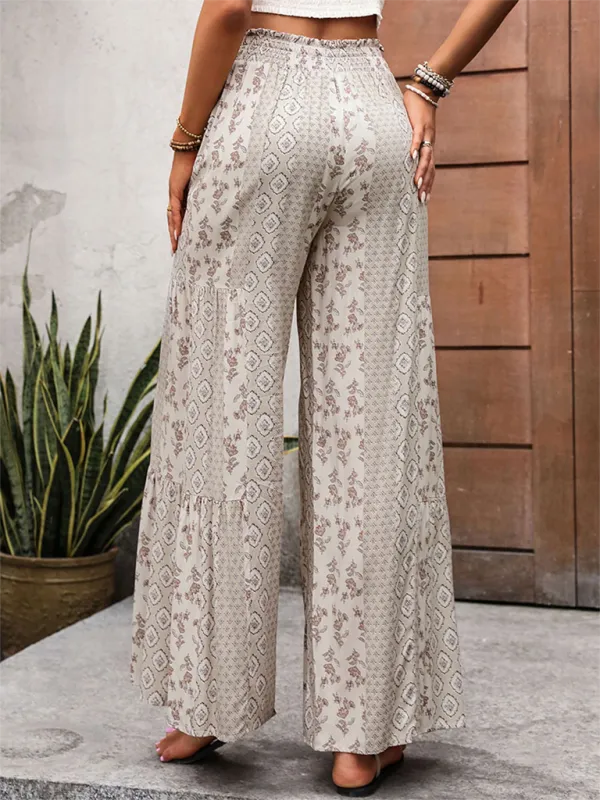 Boho-Inspired Wide-Leg Pants with Belted Palazzo Style