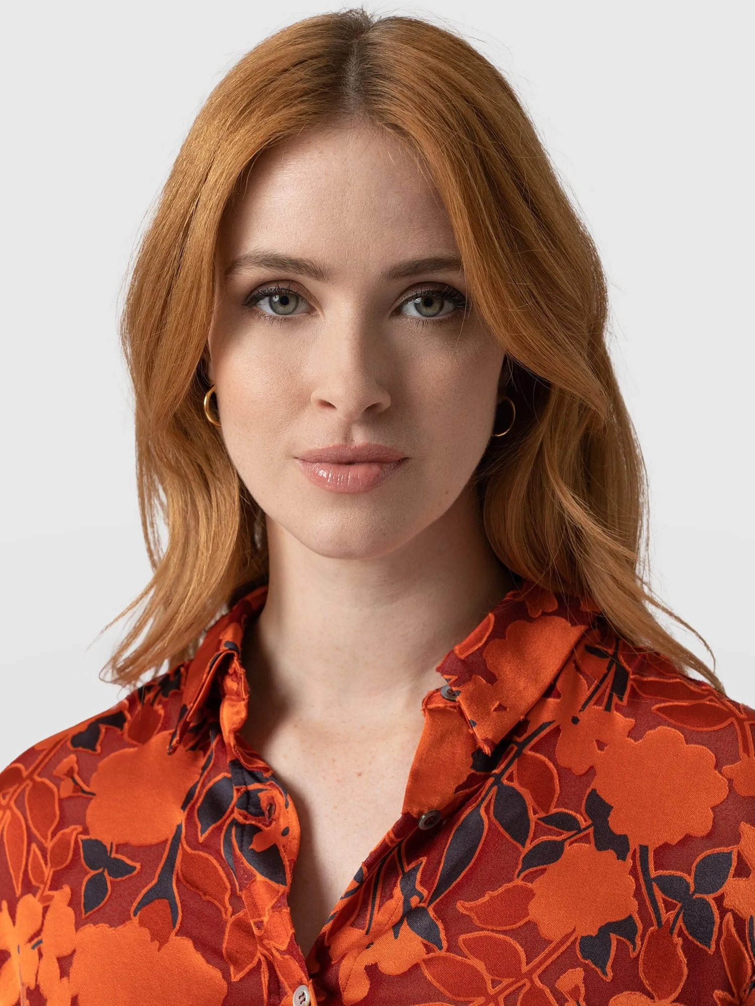 Boyfriend Shirt - Orange Floral Burnout