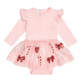 Candy Cane Cutie L/S Pink Tutu Bodysuit