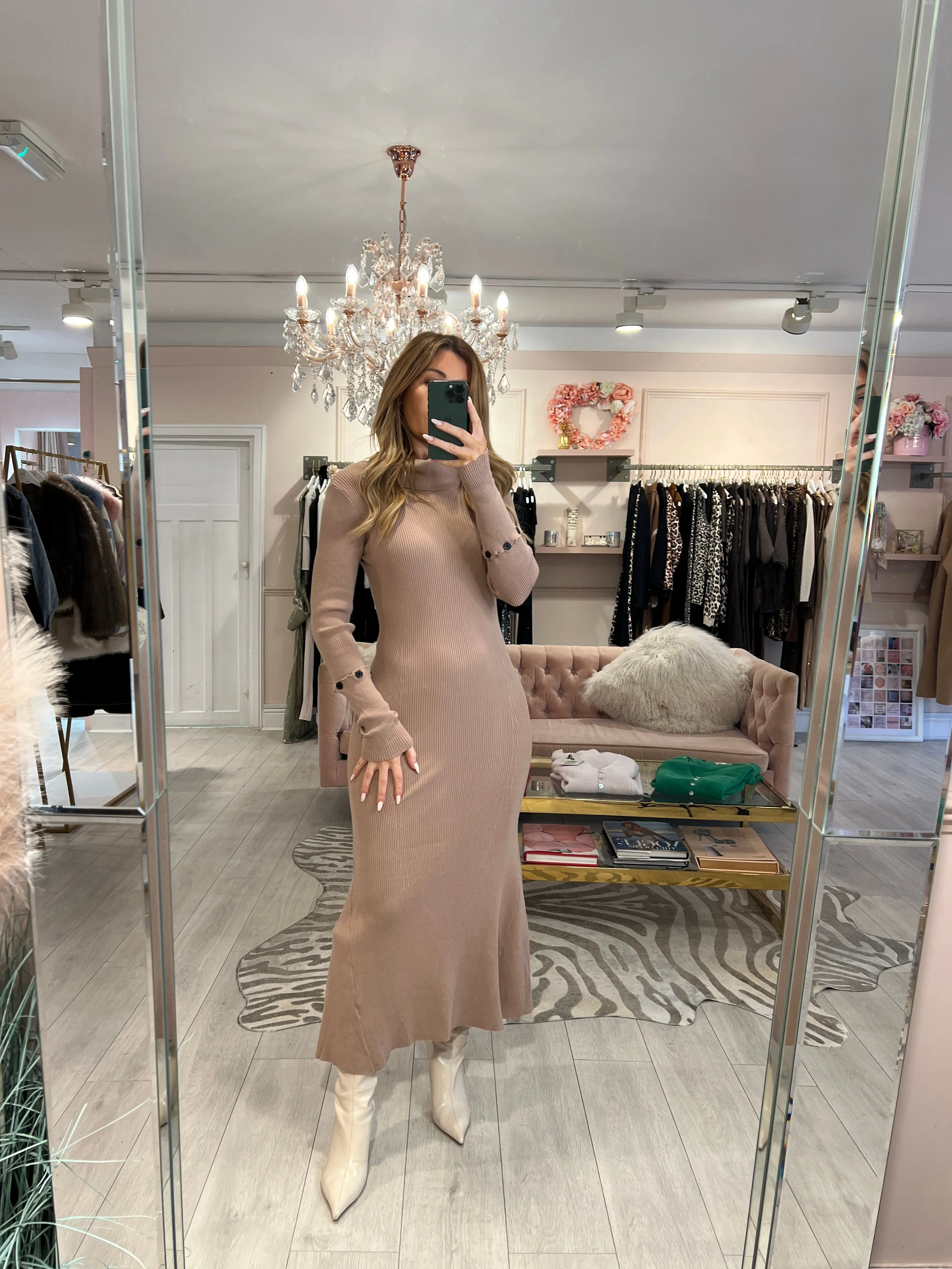 CARRIE KNITTED MAXI DRESS CAMEL