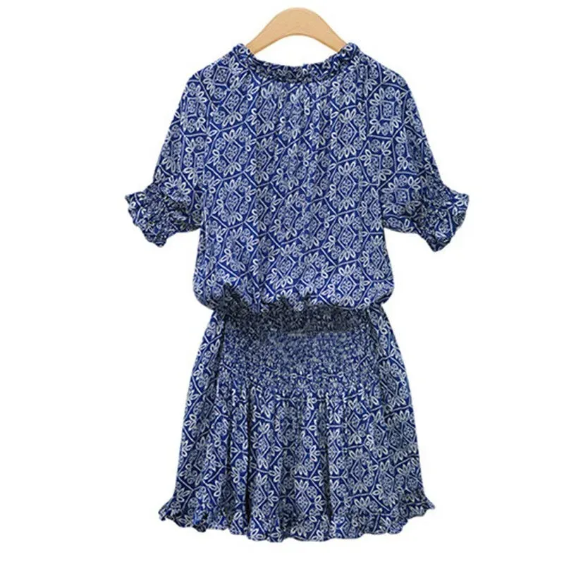 Casual Floral Print Chiffon Tunic Sundress