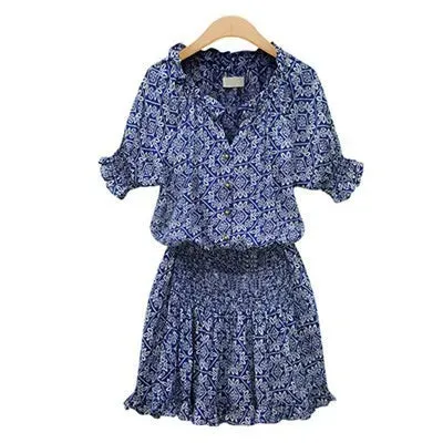 Casual Floral Print Chiffon Tunic Sundress