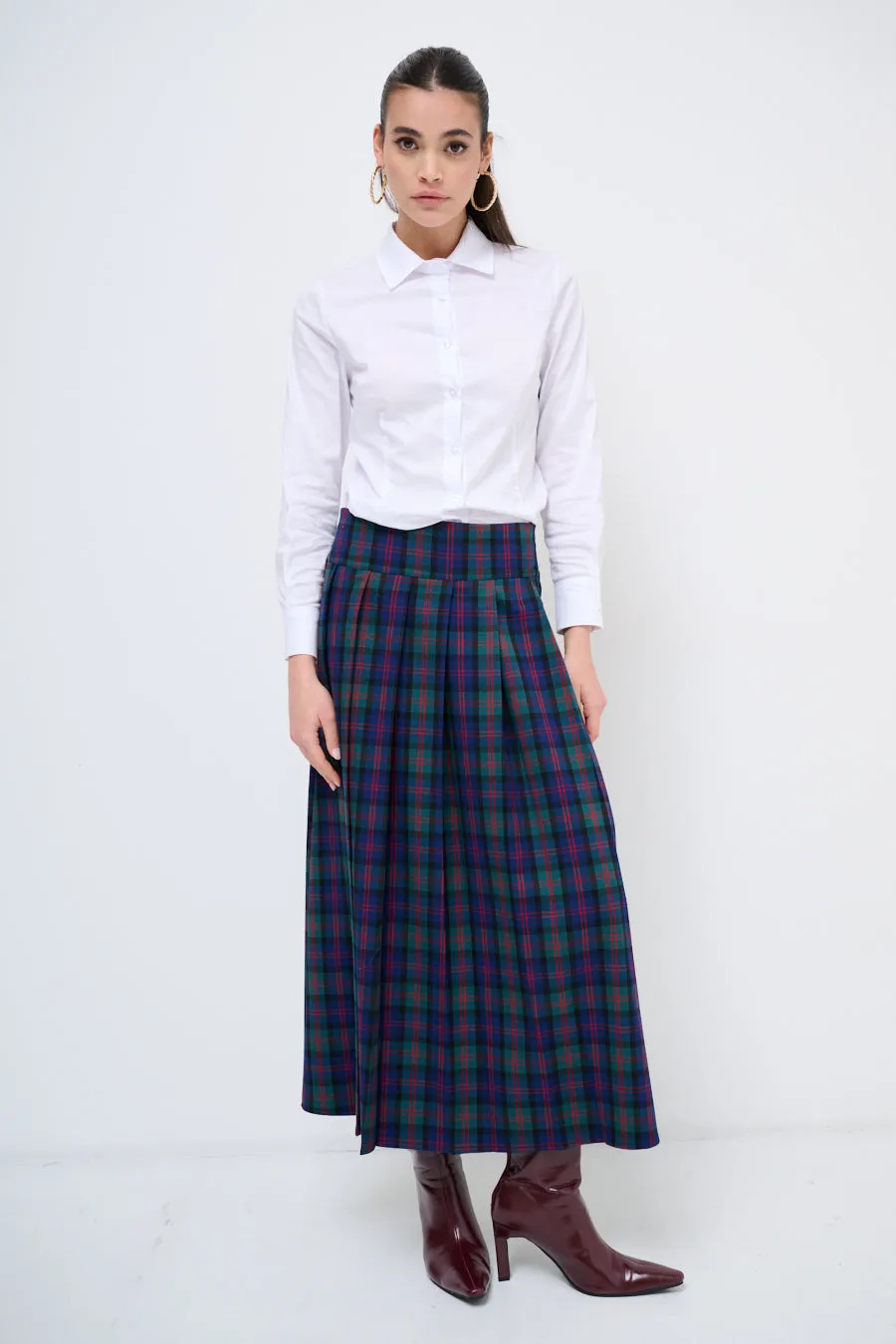 Classic plaid maxi skirt wholesale