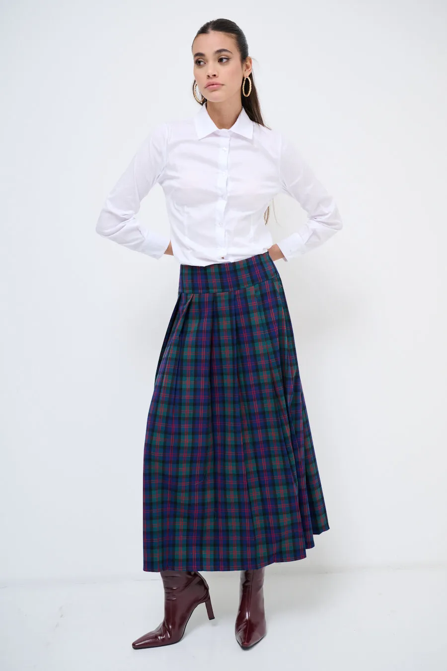 Classic plaid maxi skirt wholesale