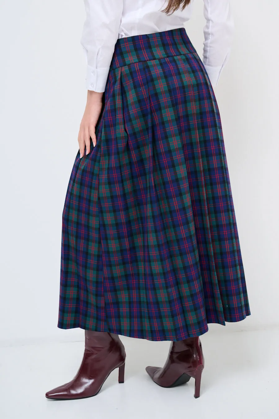 Classic plaid maxi skirt wholesale