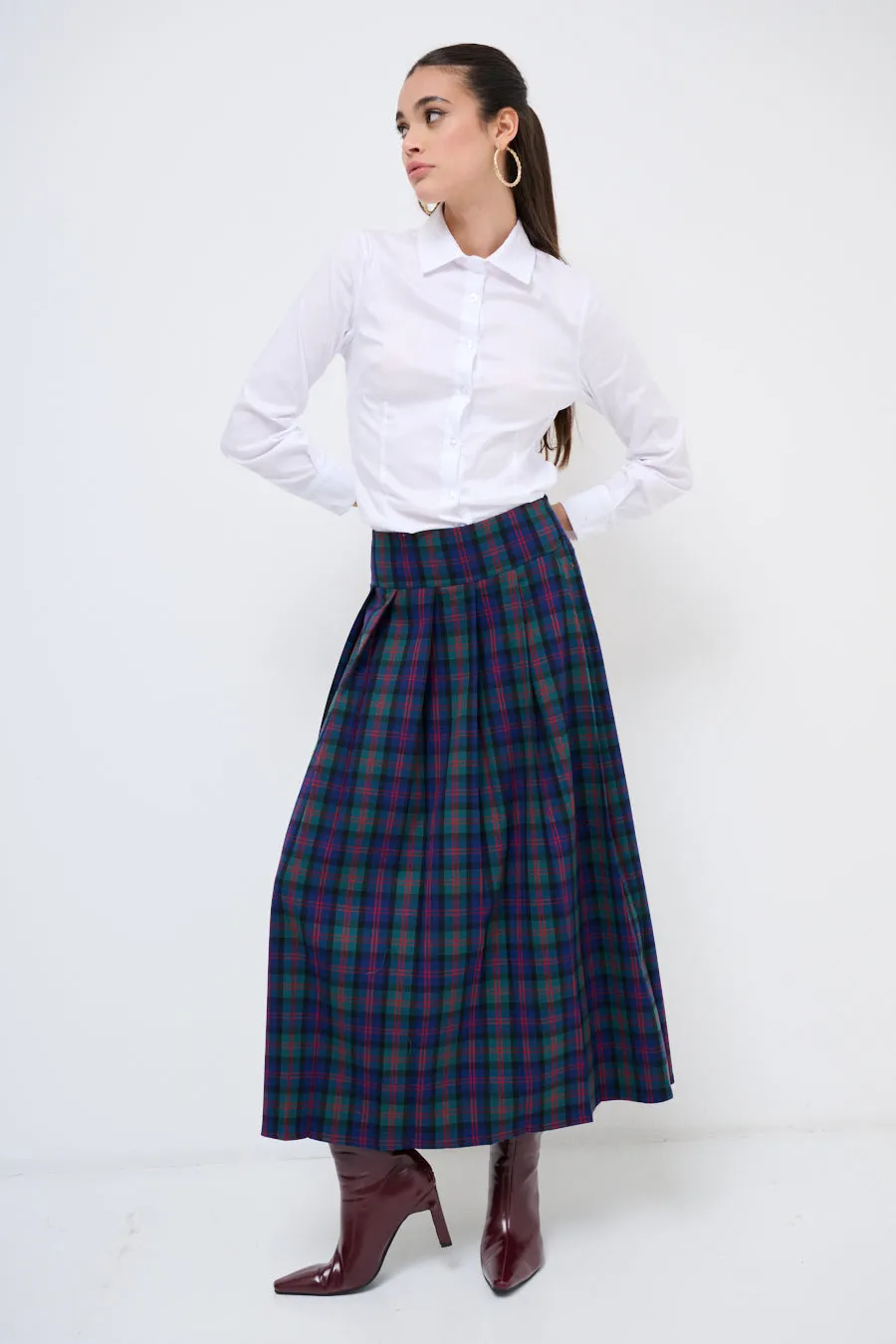 Classic plaid maxi skirt wholesale