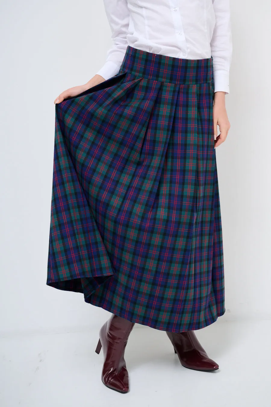 Classic plaid maxi skirt wholesale