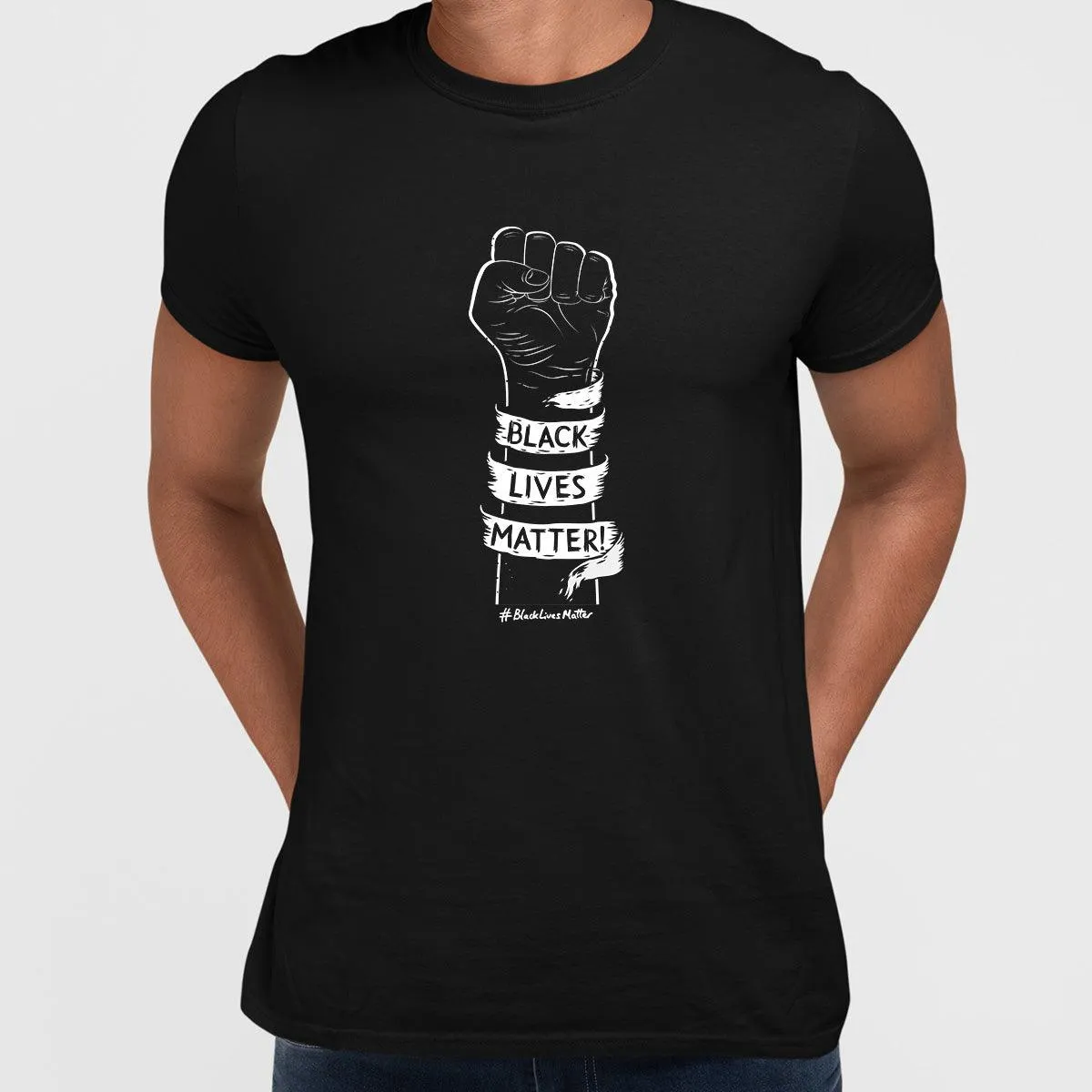 Closed Palm Black Lives Matter Anti Racism Protest Black & White T-Shirt