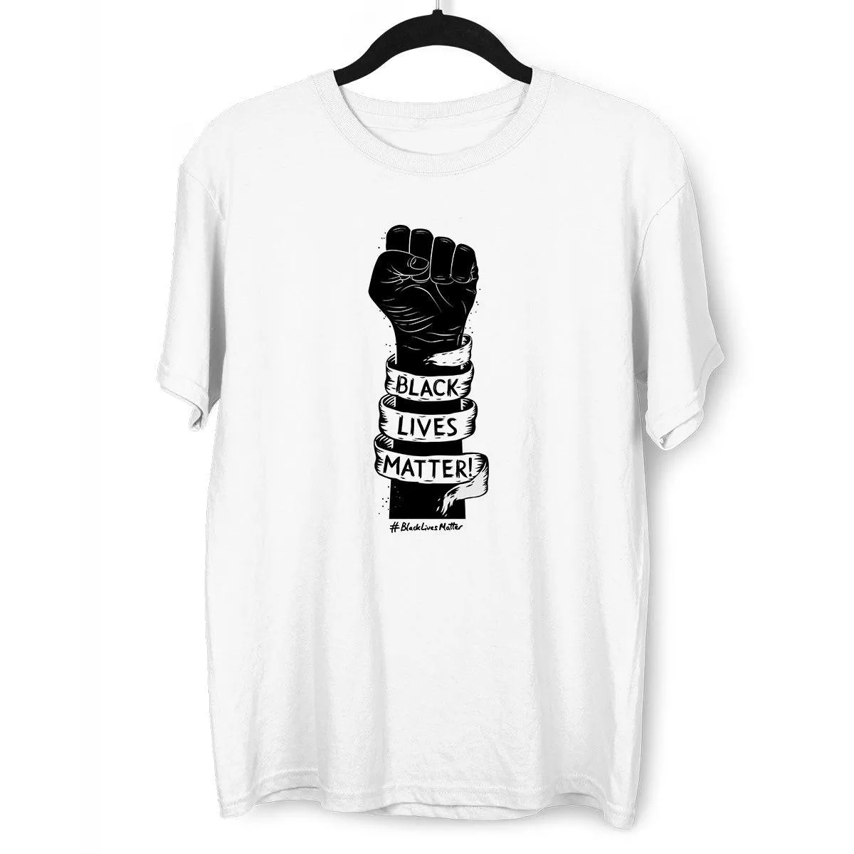 Closed Palm Black Lives Matter Anti Racism Protest Black & White T-Shirt