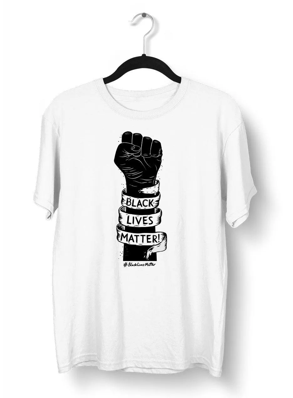 Closed Palm Black Lives Matter Anti Racism Protest Black & White T-Shirt