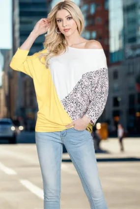 Color Block Knitted Dolman Sleeve Sweatshirts Top