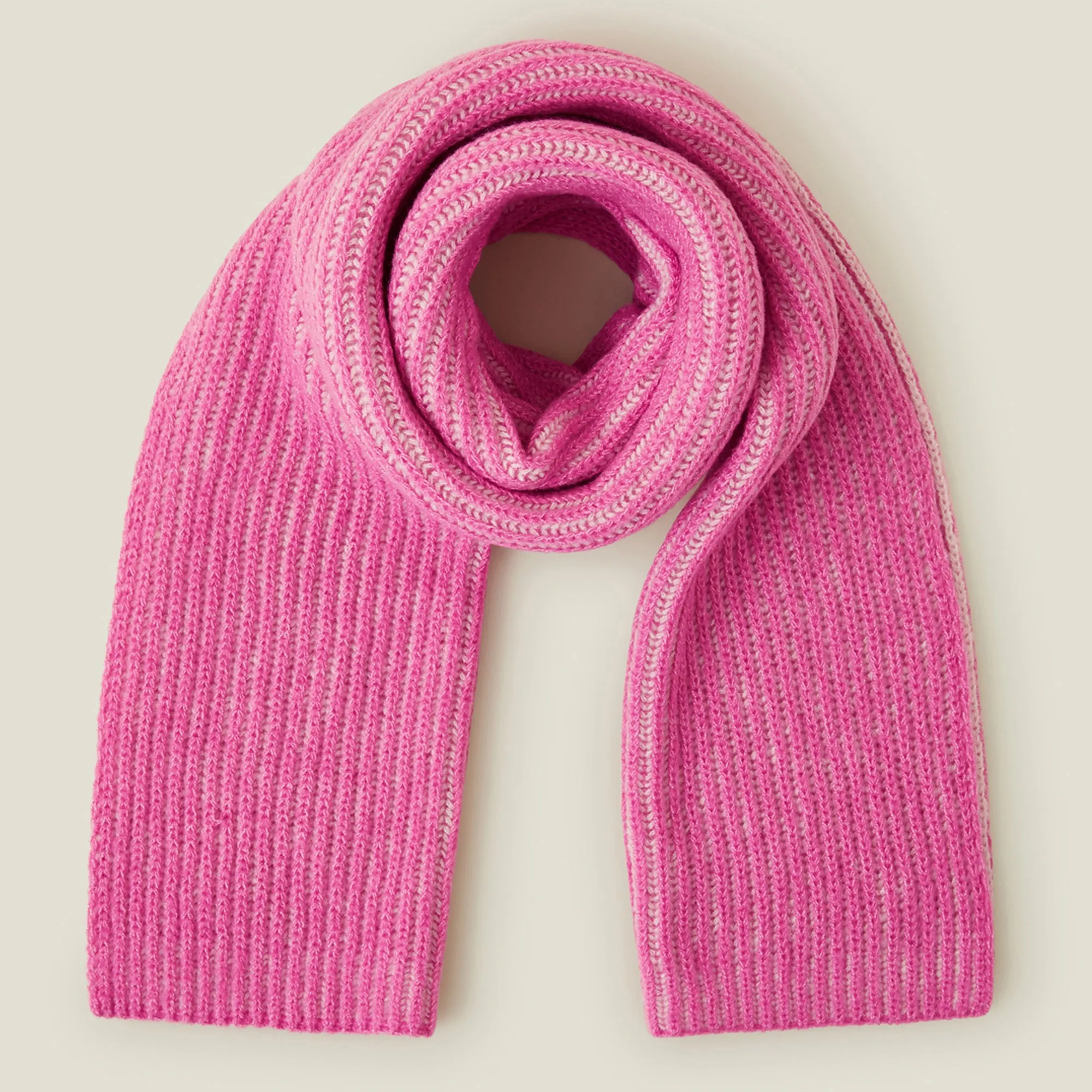 Contrast Rib Knit Scarf Pink