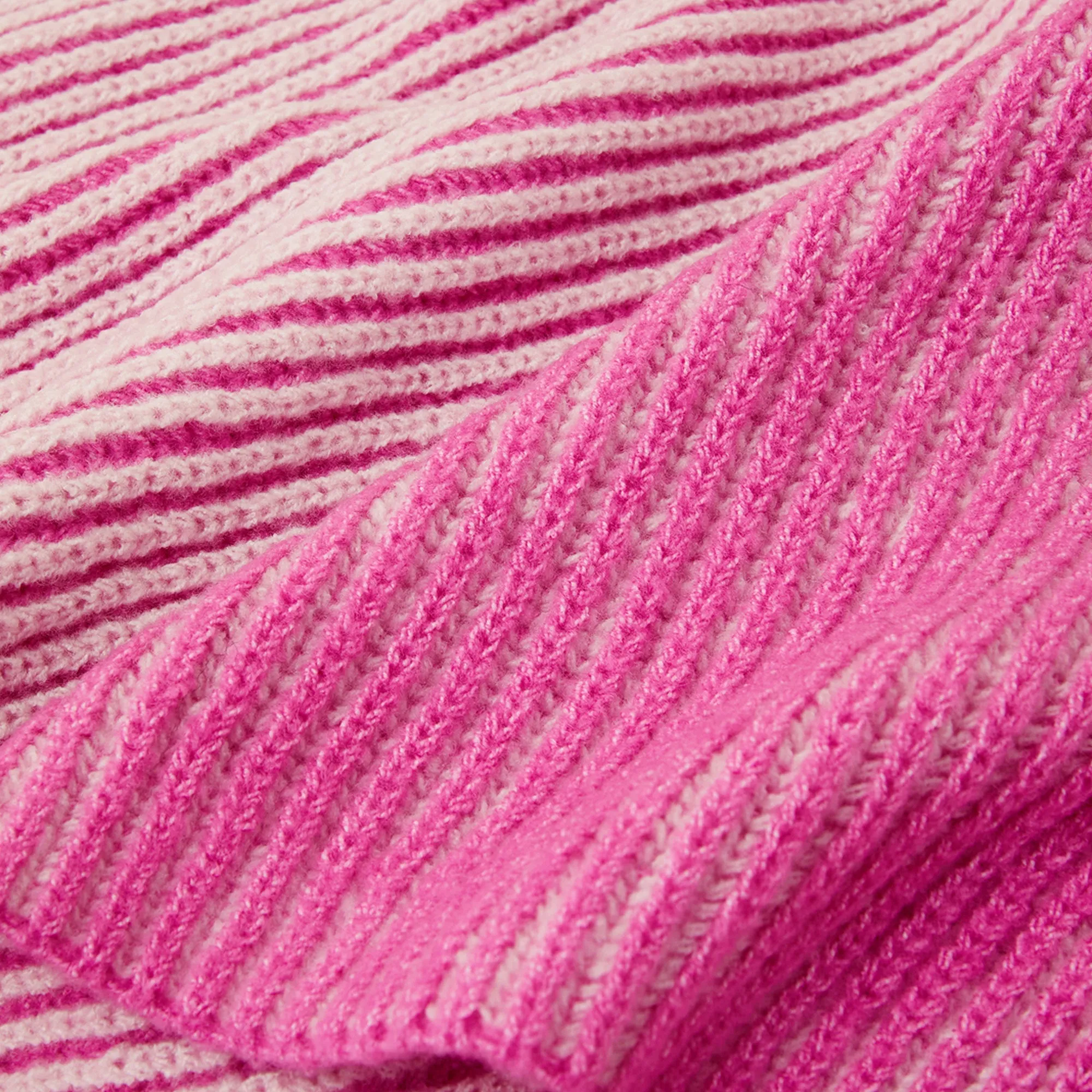 Contrast Rib Knit Scarf Pink