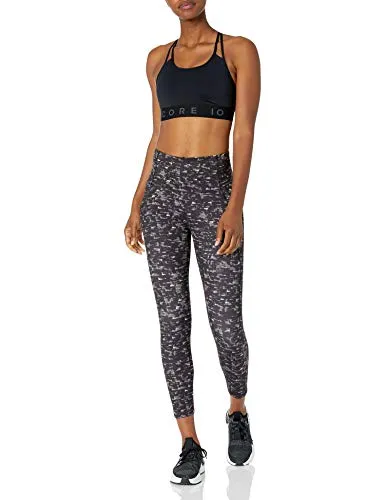 Core 10 Women's All Day Comfort High-Waist Side-Pocket 7/8 Crop Yoga Legging, Brushstroke, Large