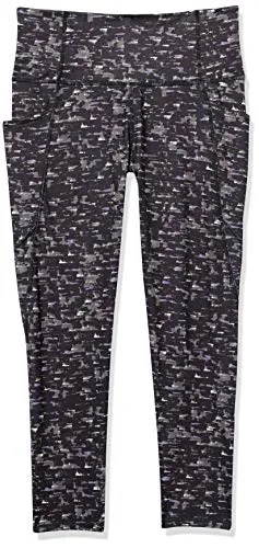 Core 10 Women's All Day Comfort High-Waist Side-Pocket 7/8 Crop Yoga Legging, Brushstroke, Large