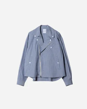 COTTON STRIPE RIDERS SHIRT .09【CLASSIC BLUE】