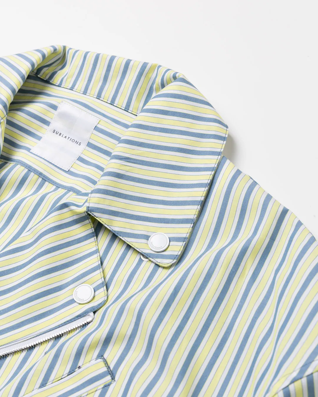 COTTON STRIPE RIDERS SHIRT .09【LEMON YELLOW】