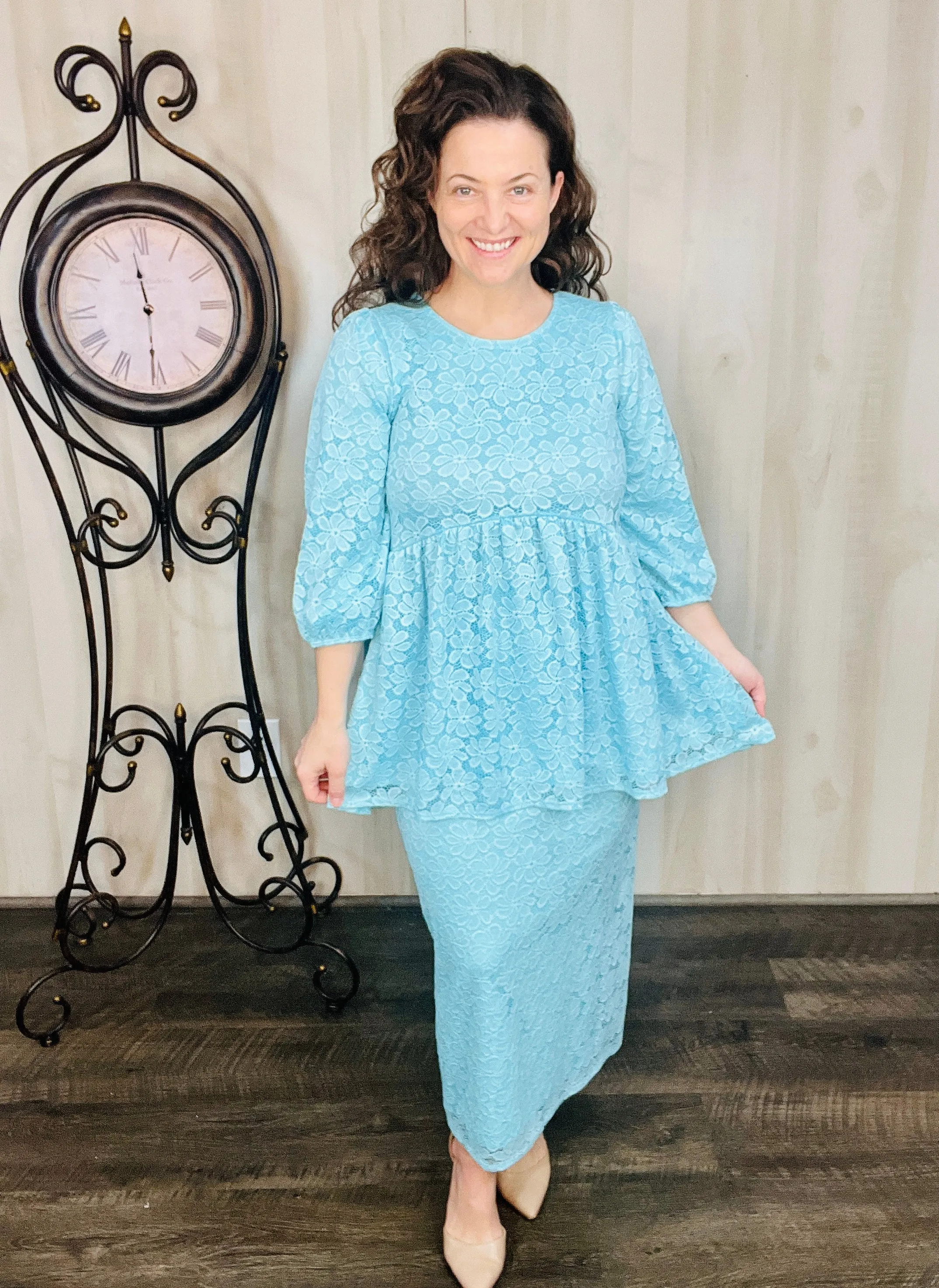 Daisy & Lace Tunic- Ice Blue, Navy or Coral Pink