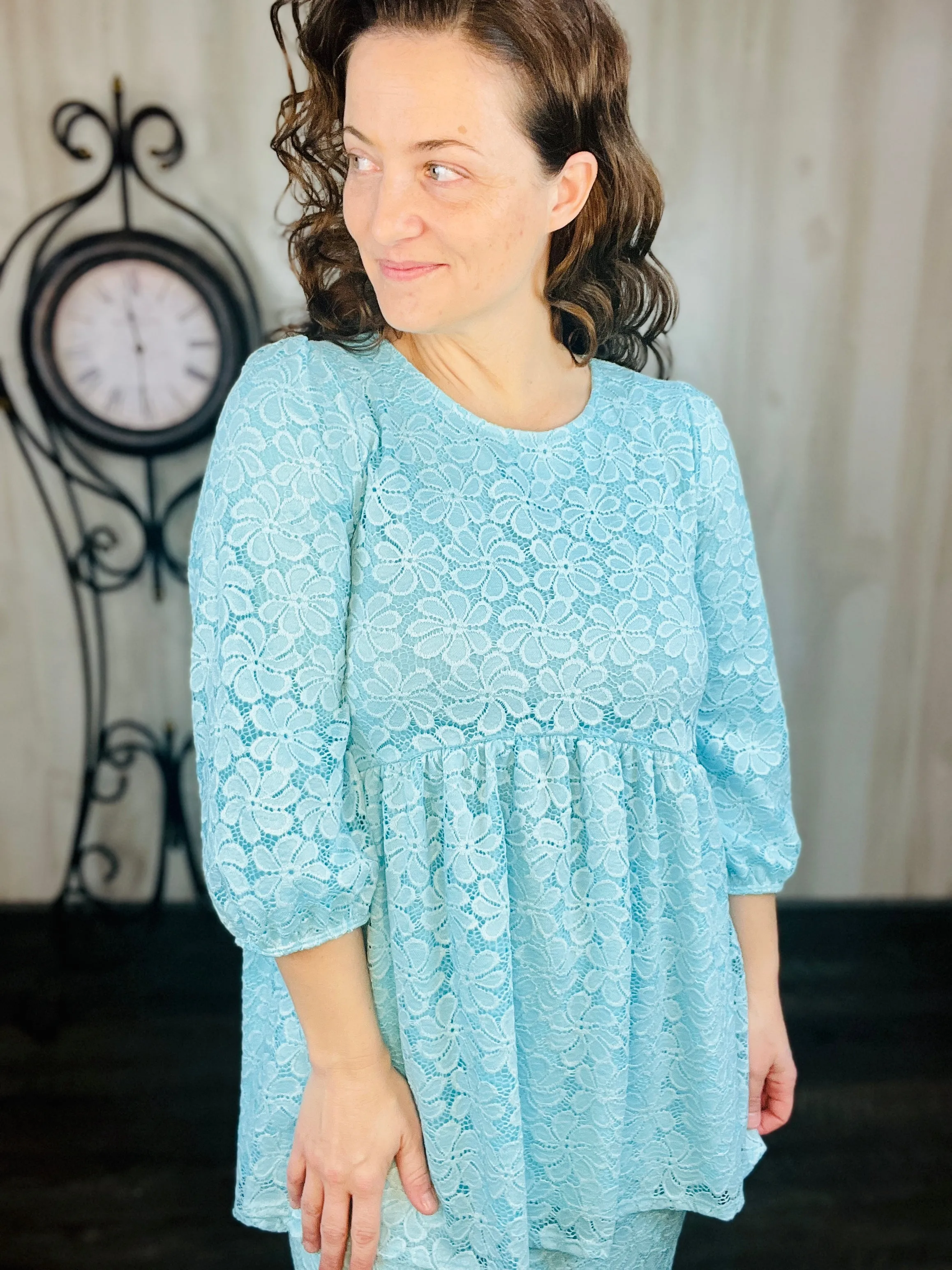 Daisy & Lace Tunic- Ice Blue, Navy or Coral Pink