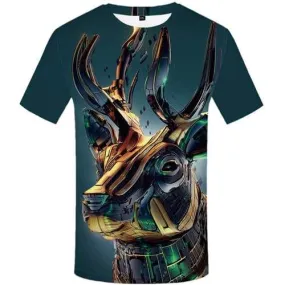 Deer T-shirt Men Metal Tshirt Anime Animal Tshirts Casual Mechanical Tshirt Printed Harajuku T-shirts Graphic Short Sleeve