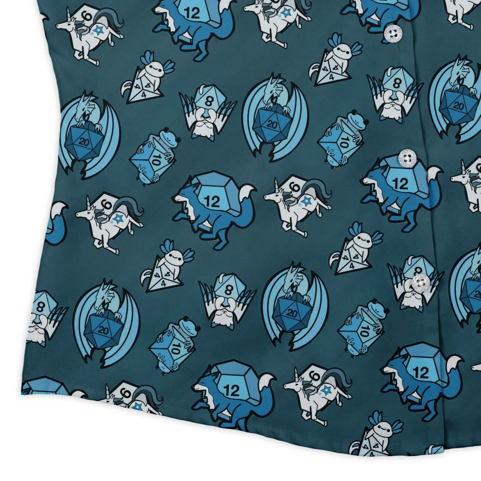 Dice Critters Blue Monochrome Curvy Button Up Shirt