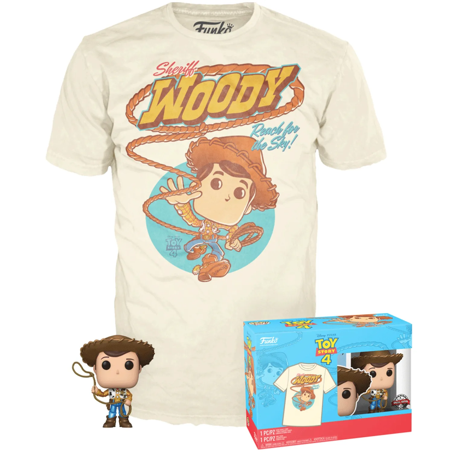 Disney Pixar Toy Story Woody Pop! Vinyl and Tee Set