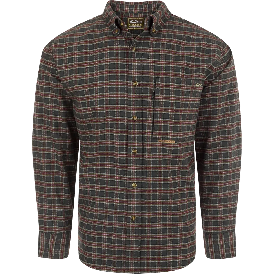 Drake Autumn Brushed Twill Plaid Button-Down Long Sleeve Shirt