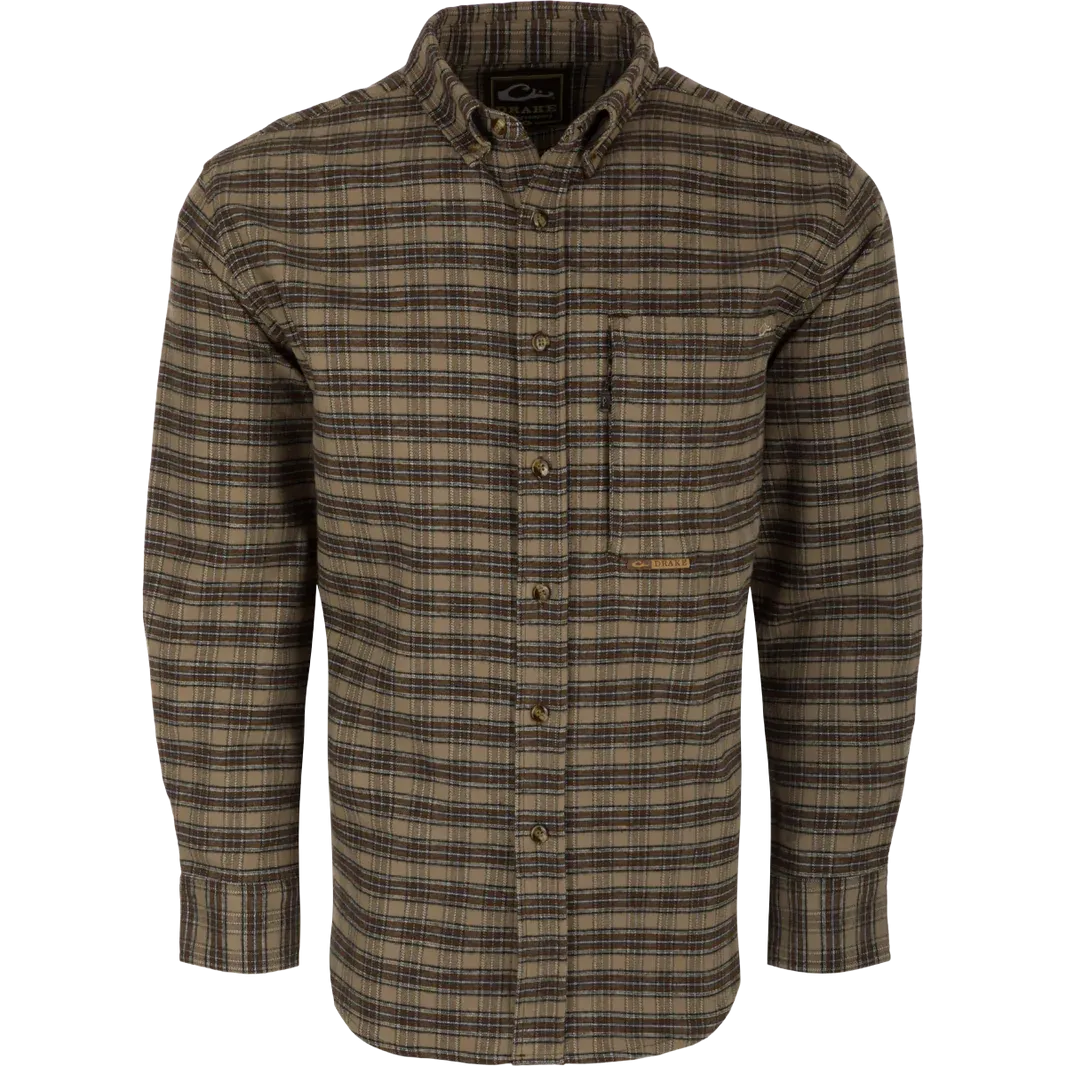 Drake Autumn Brushed Twill Plaid Button-Down Long Sleeve Shirt