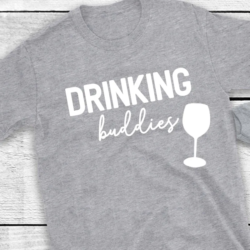 Drinking Buddies Wine Glass & Milk Bottles Matching T-Shirt/Baby Vest Heather Grey (MRK X)