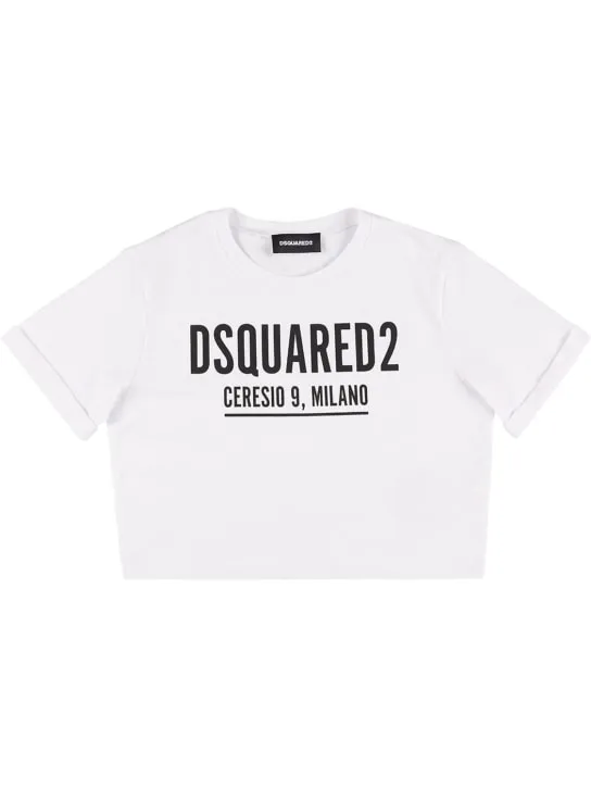 Dsquared2   Logo rubberized cotton cropped t-shirt 