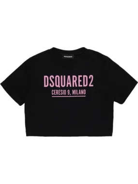 Dsquared2   Logo rubberized cotton cropped t-shirt 